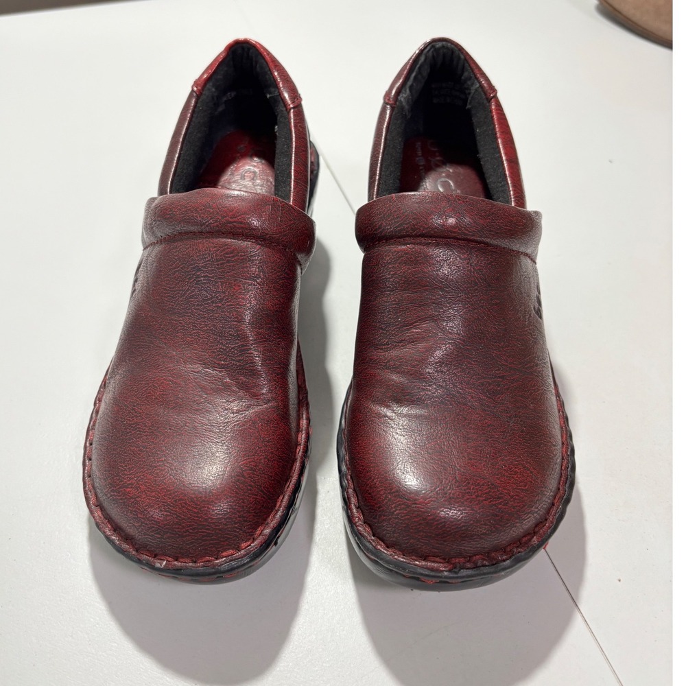 b.o.c. Born Concept Clogs Women 6 Burgundy Red Slip On Wedge Comfort Shoes Nurse